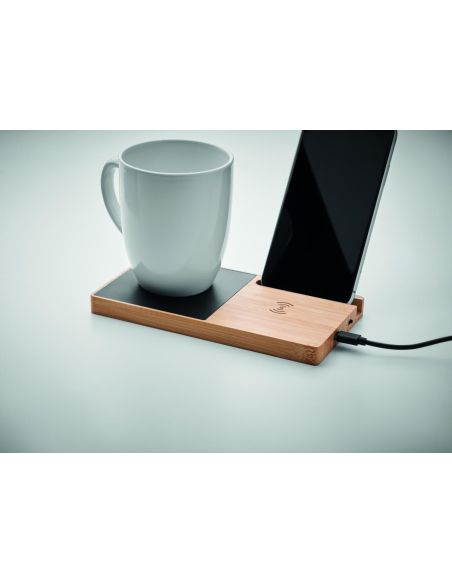 Cargador inalámbrico de bambú Personalizado 7MO2154