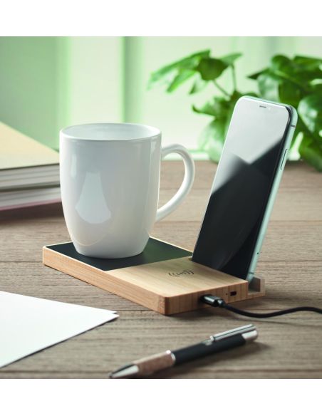 Cargador inalámbrico de bambú Personalizado 7MO2154