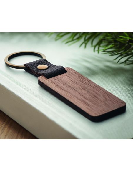 Llavero de nogal y PU Personalizado 7MO2369