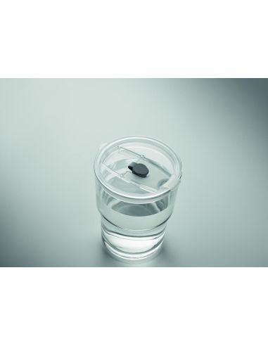 Vaso de cristal con pajita 400ml Personalizado...