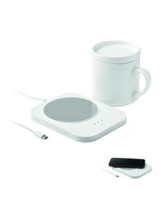 Cargador inalámbrico 2 en 1 con calentador de tazas y taza de cerámica personalizado