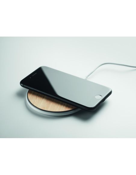 Cargador inalámbrico 15W bambú Personalizado 7MO6563