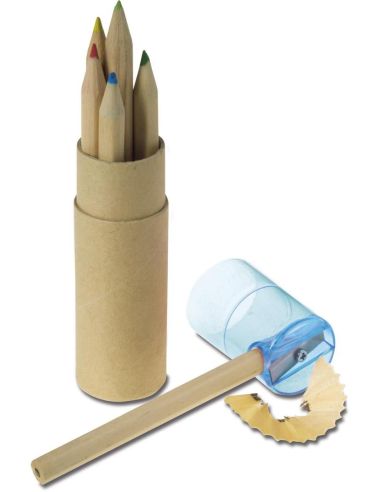 Tubo de Cartón con 6 Lápices de Color y Sacapuntas | Goodie
