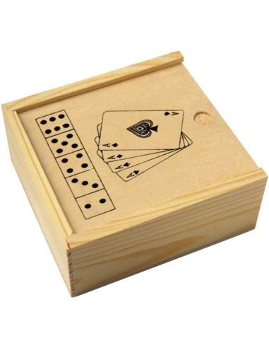 Caja de madera con naipes y dados Personalizada...
