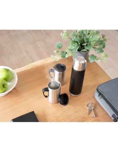 Set termo y 2 tazas acero inox personalizado | Goodie