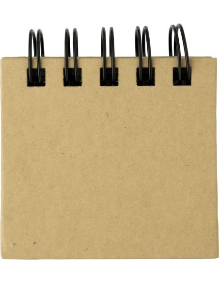 Bloc de notas de cartón con espiral y notas adhesivas personalizado, cerrado en kraft natural