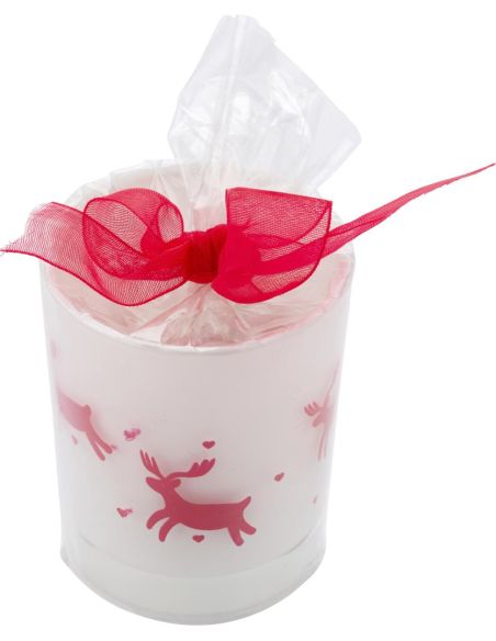 Vaso de cristal con vela y decorado navideño. Personalizado 105039