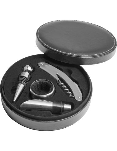 Set de Vino 4 Accesorios en Estuche Circular | Goodie