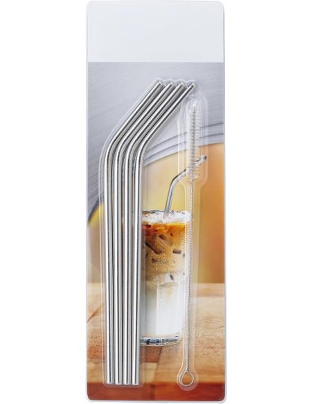 Set de 4 pajitas de acero inox. Personalizada 108236