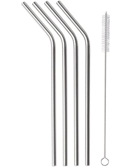 Set de 4 pajitas de acero inox. Personalizada 108236