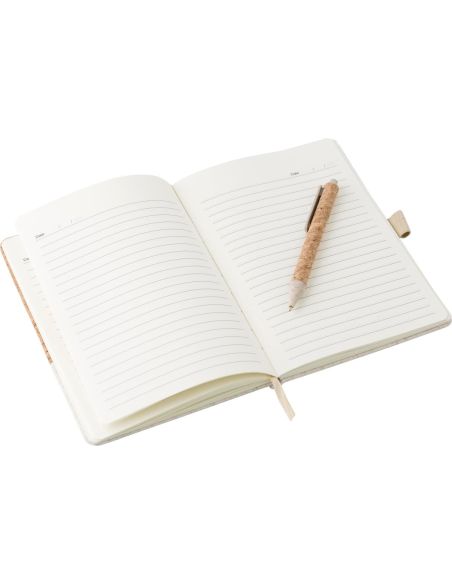 Cuaderno de corcho y lino personalizado con Bolígrafo a Juego | Goodie