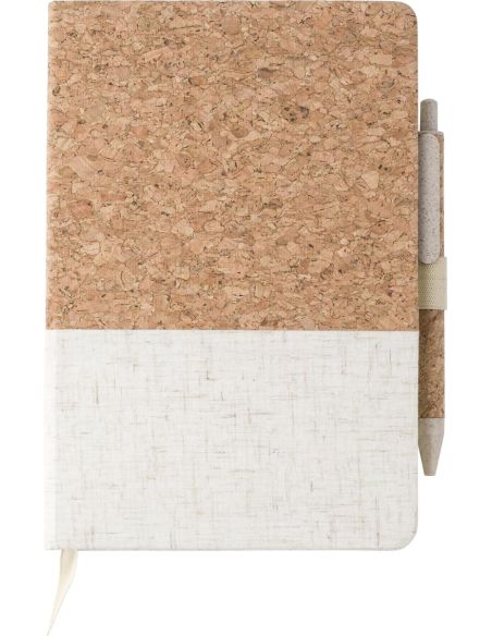 Cuaderno de corcho y lino personalizado con Bolígrafo a Juego | Goodie