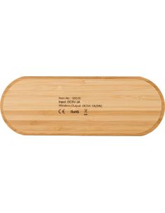 Cargador doble inalámbrico de bambú Personalizado 10432509