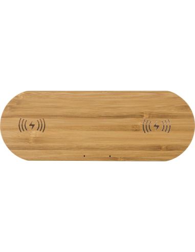 Cargador doble inalámbrico de bambú...