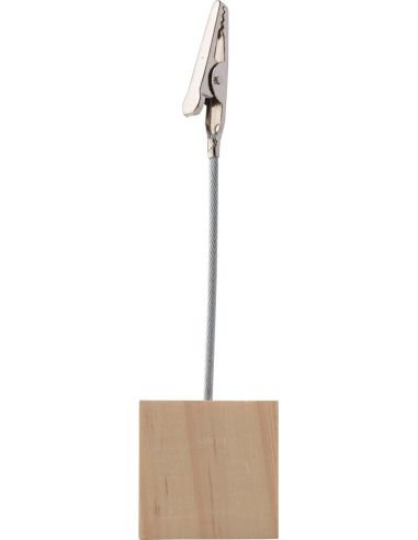 Soporte de madera con pinza personalizado, primer plano de la pinza vacía