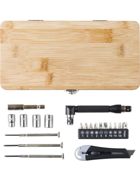 Set de Herramientas 27 Piezas en Caja de Bambú | Goodie