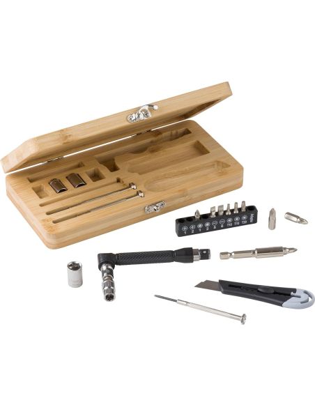 Set de Herramientas 27 Piezas en Caja de Bambú | Goodie