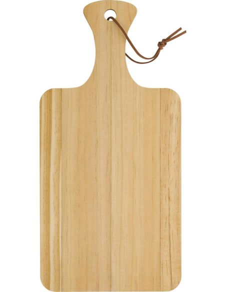 Tabla de madera de pino para cortar personalizada, vista frontal de pie