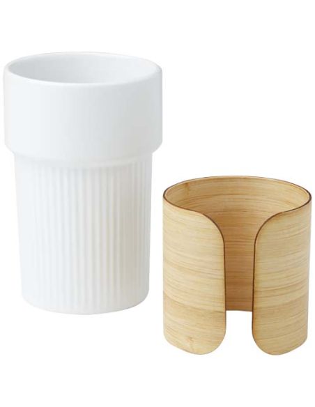 Vaso de 340 ml con funda de bambú \ Personalizado 6100809