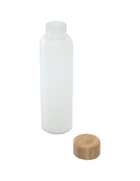 Botella de 500 ml de vidrio sodocálcico mate con tapa de bambú \ Personalizada 6100830