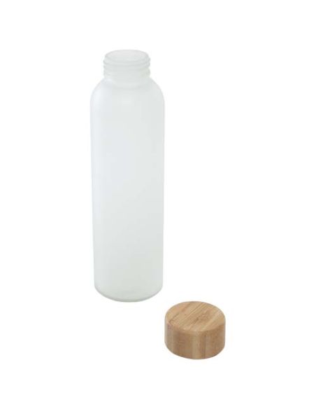 Botella de 500 ml de vidrio sodocálcico mate con tapa de bambú \ Personalizada 6100830