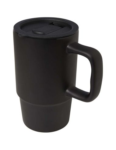 Taza de cerámica con tapa de plástico de 450 ml...