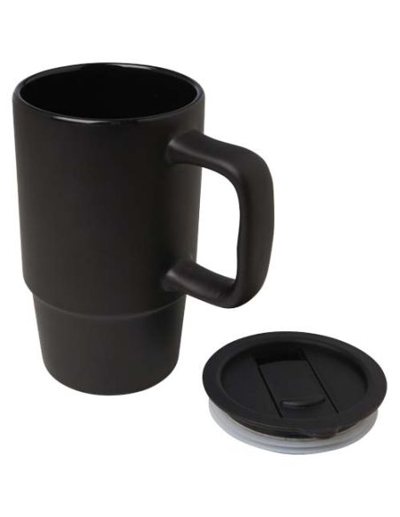 Taza de cerámica con tapa de plástico de 450 ml \ Personalizada 6100896