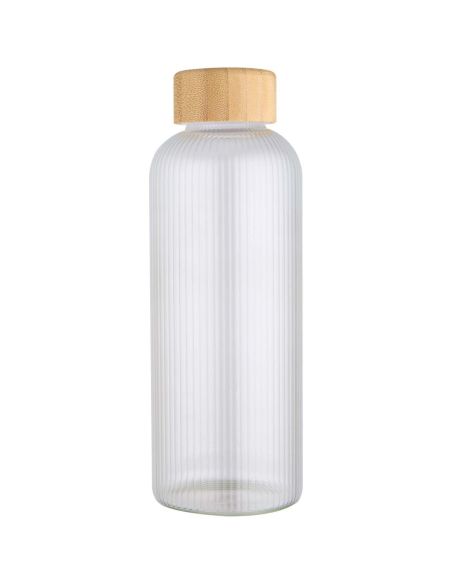 Botella de 650 ml de vidrio borosilicato de pared simple con tapa de bambú \ Personalizada 6100930