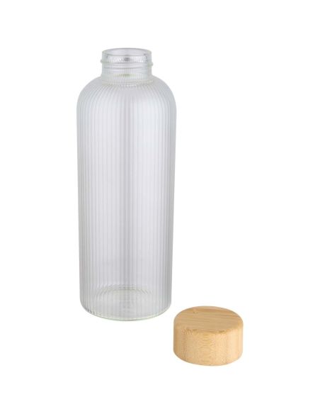 Botella de 650 ml de vidrio borosilicato de pared simple con tapa de bambú \ Personalizada 6100930