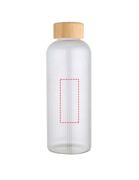 Botella de 650 ml de vidrio borosilicato de pared simple con tapa de bambú \ Personalizada 6100930