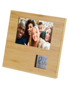 Marco de fotos de bambú con termómetro \ Personalizado...