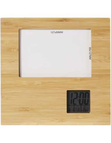 Marco de fotos de bambú con termómetro \...