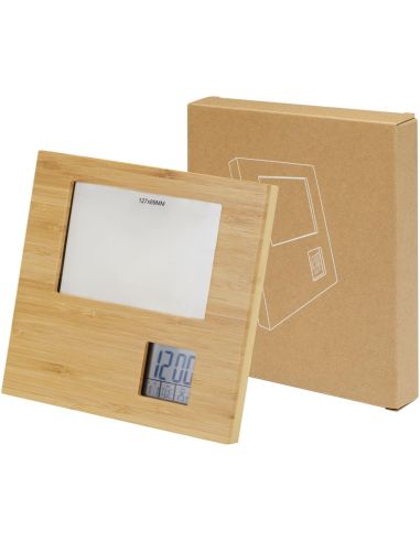 Marco de fotos de bambú con termómetro \...