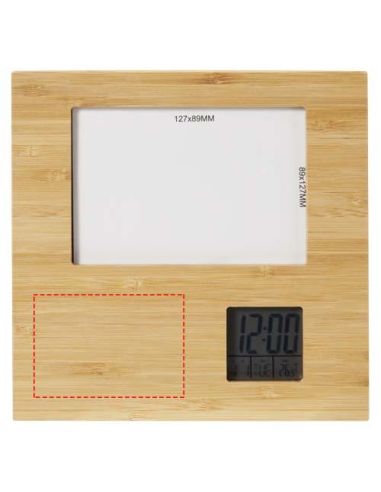 Marco de fotos de bambú con termómetro \...