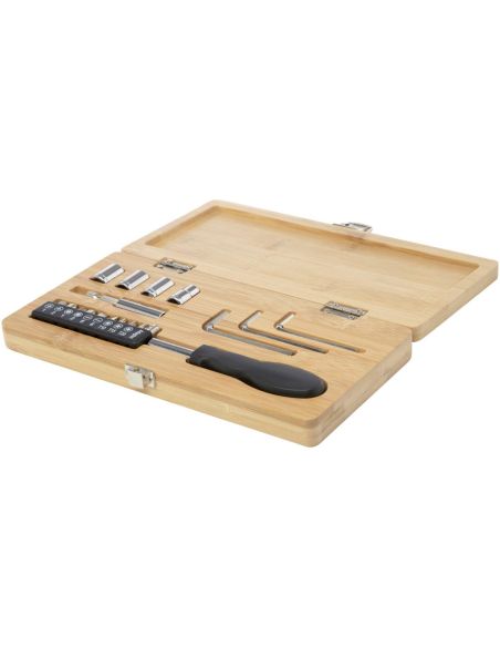 Set de herramientas de bambú/plástico reciclado de 19 piezas \ Personalizada 6104578