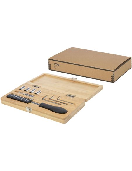 Set de herramientas de bambú/plástico reciclado de 19 piezas \ Personalizada 6104578