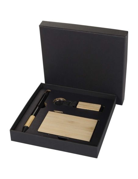 Set de regalo de bolígrafo, llavero y tarjetero RFID de aluminio reciclado RCS \ Personalizado 6106337