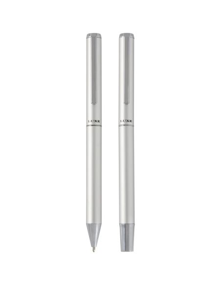 Set de regalo de bolígrafo y rollerball de aluminio reciclado \ (tinta negra) Personalizado 6107838