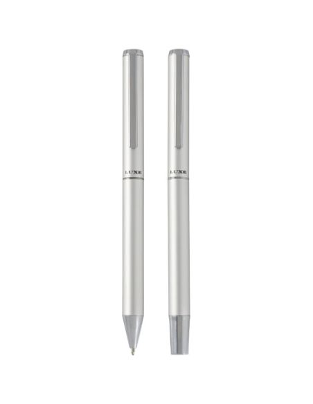 Set de regalo de bolígrafo y rollerball de aluminio reciclado \ (tinta negra) Personalizado 6107838