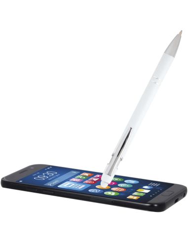 Bolígrafo con acabado plateado \ (tinta azul)...