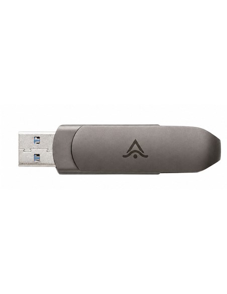 Memoria USB de 64GB de aleación de zinc personalizada en grafito mate, con el conector USB-A retraído