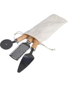 Set de utensilios de cocina de metal y madera...