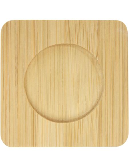 Dos tazas de vidrio de doble pared de 100 ml con posavasos de bambú \ Personalizada 6113314