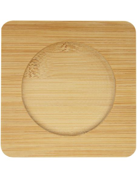 Dos tazas de vidrio de doble pared de 350 ml con posavasos de bambú \ Personalizada 6113316