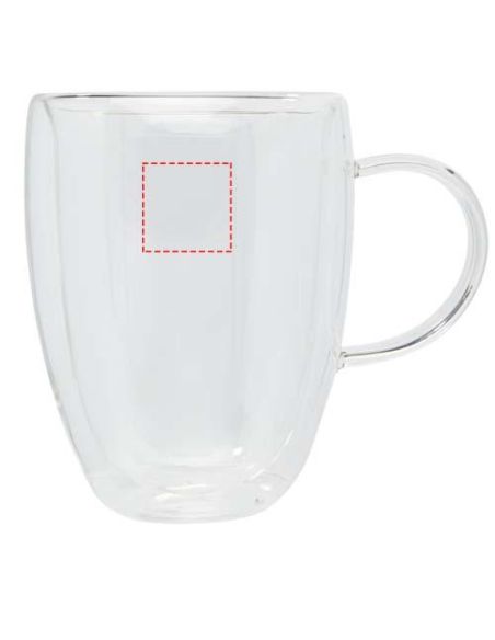 Dos tazas de vidrio de doble pared de 350 ml con posavasos de bambú \ Personalizada 6113316