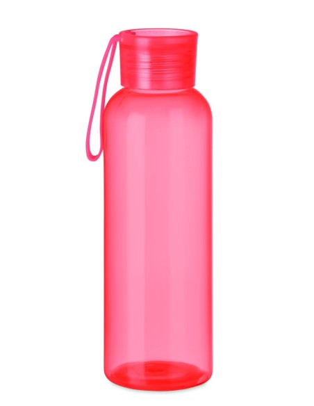 Botella de Tritan libre de BPA personalizada en rosa, otra vista con asa