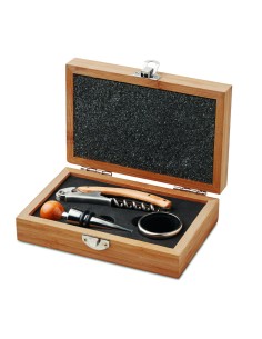 Set de vino en caja de bambú Personalizada 7MO8147