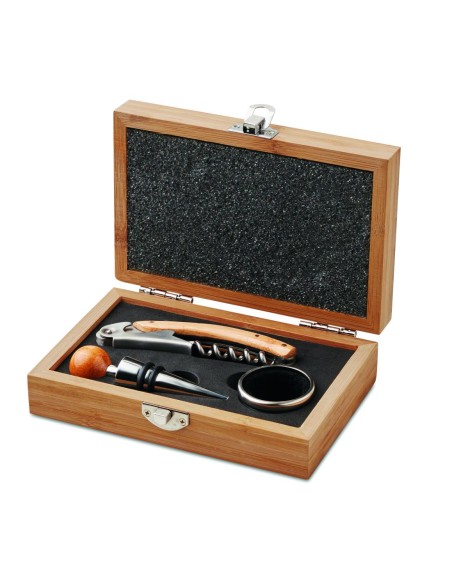 Set de vino en caja de bambú Personalizada 7MO8147