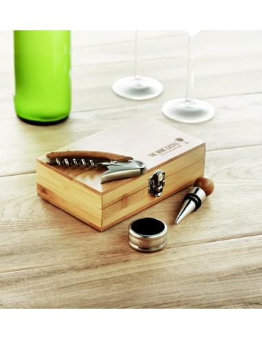 Set de vino en caja de bambú Personalizada 7MO8147