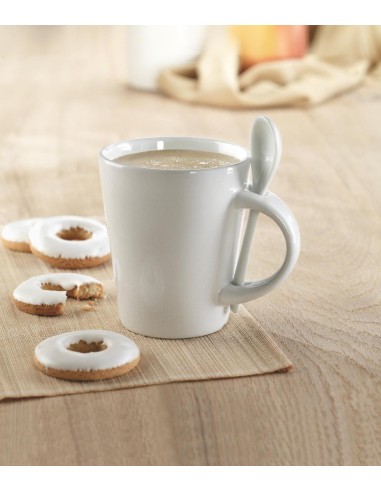 Taza con cuchara de cerámica. Personalizada...